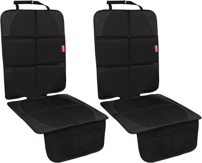 MORROLS Car Seat Protector, 2 Pack Carseat Protector with Thick Padding, Baby/Pets for Child Car Seat-Mesh Pockets-Waterproof-Universal Size(Black)