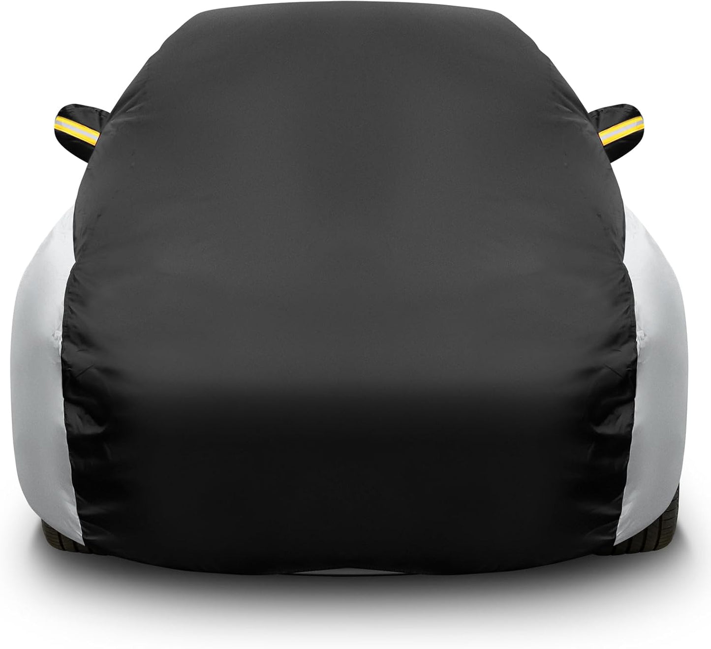 Riakrum Full Car Cover Waterproof All Weather for Automobiles Windproof Cover Rain UV Protection Sun Scratch Resistant Outdoor Universal(Fit Sedan Length (185-193'') 70'' H,Black, Orange)