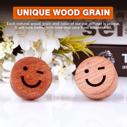Essential Oil Car Diffuser, 2 PCS Car Aromatherapy Wood Diffuser with Vent Clip