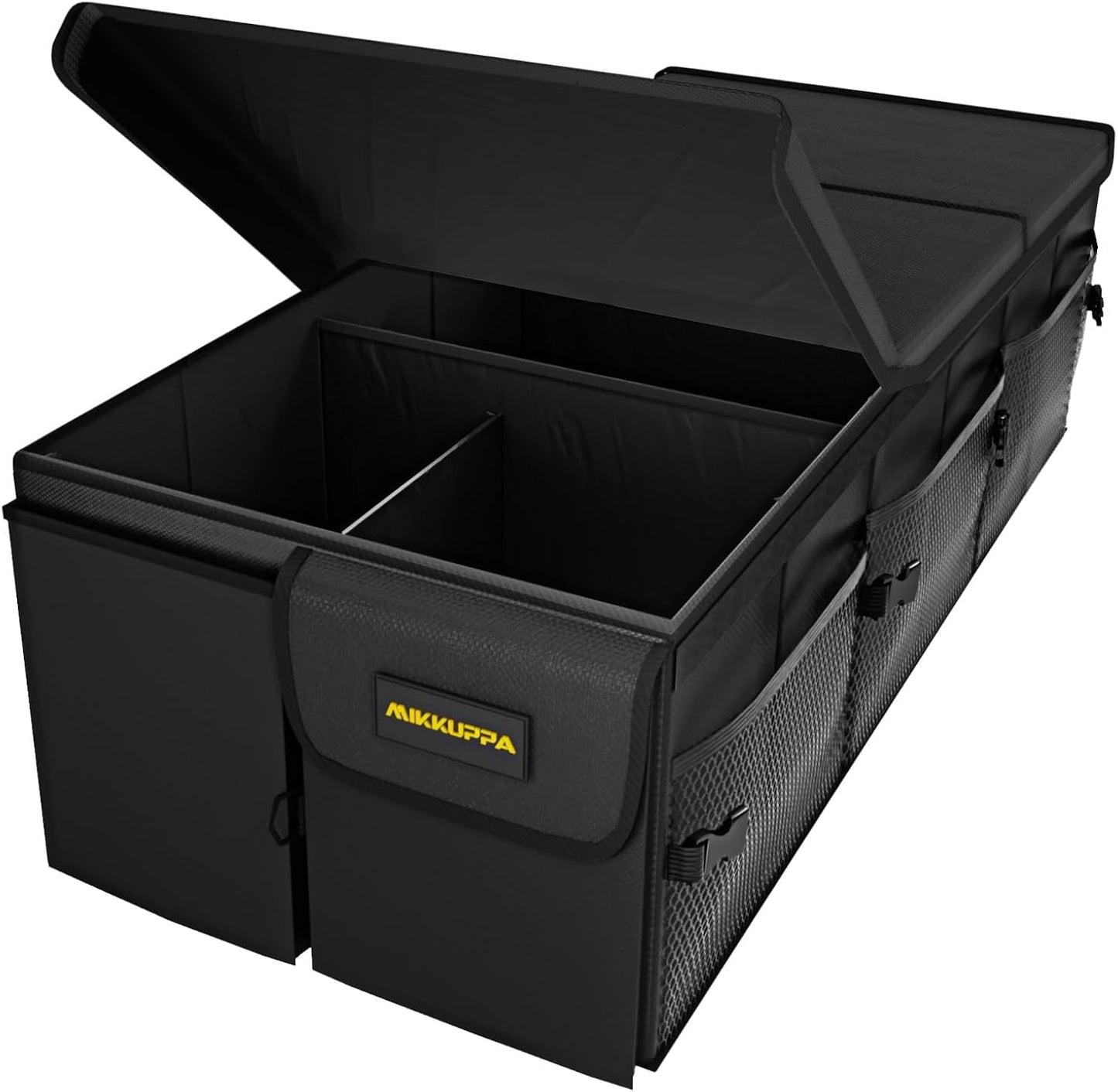 MIKKUPPA Car Trunk Organizer - 65L Collapsible Trunk Organizer with Lid, Sturdy Car Storage for SUV Auto Truck Van with Adjustable Straps and Non Slip Bottom (Black)