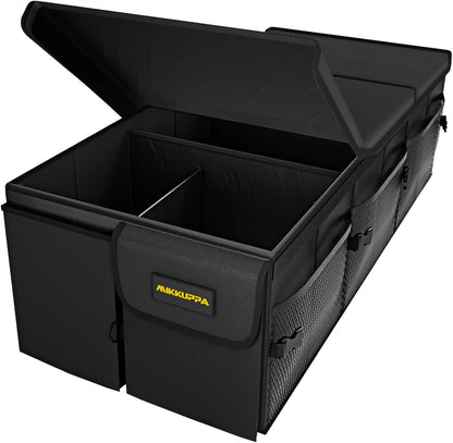MIKKUPPA Car Trunk Organizer - 65L Collapsible Trunk Organizer with Lid, Sturdy Car Storage for SUV Auto Truck Van with Adjustable Straps and Non Slip Bottom (Black)