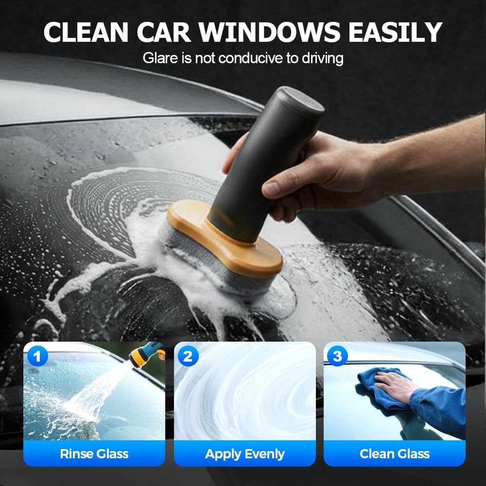2026 Handheld Glass Oil-Film Remover, New Upgrade Emulsion Cleaner Glass Cleaning Board for Cars, Multifunctional Oil Film Remover for Windshield, Car Glass Brush for Car Maintenance (1, 100g)
