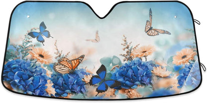 Black Leopard Car Windshield Sun Shade Animal Skin Print Foldable UV Ray Sun Visor Protector Sunshade to Keep Your Vehicle Cool (51" x 27.6")