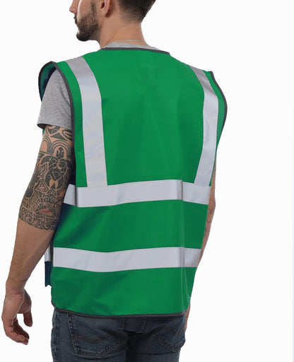 Dib Safety Reflective Safety Vest for Men Women, High Visibility Vest with Pockets and Zipper, ANSI Class 2