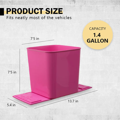 Car Trash Can for Vehicles Leakproof Compact Garbage Bin w/Stability Flap, Anti-Slip Base, Portable Trash Holder for Cars, Trucks, SUVs, Minivans (Black, Large)