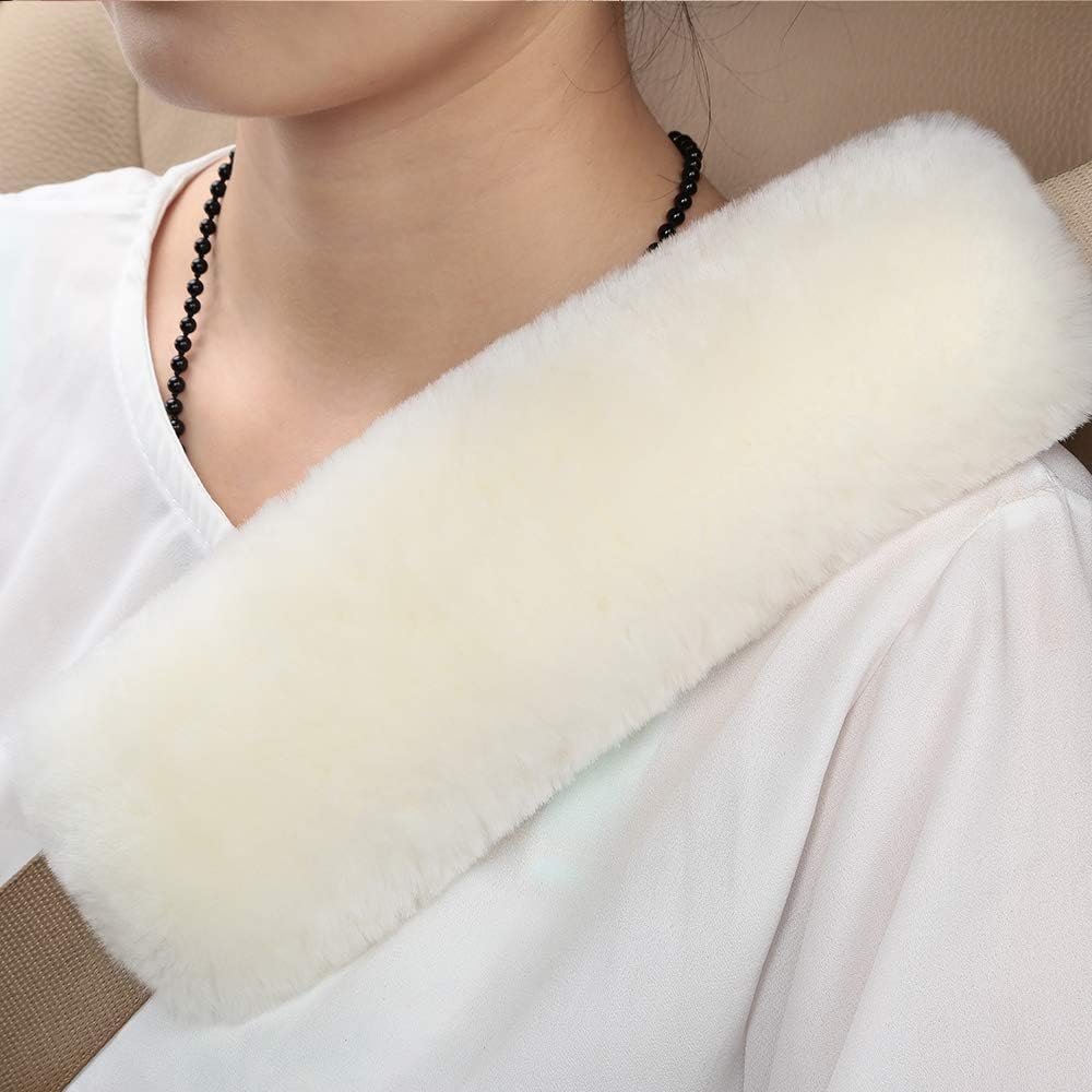 OGLAND Authentic Sheepskin Car Seat Belt Pad,2 Pack Soft Seat Belt Cover for Shoulder Pad Neck Cushion Protector Car Accessories by Genuine Natural Merino Wool (Misty Gray) - Colors B