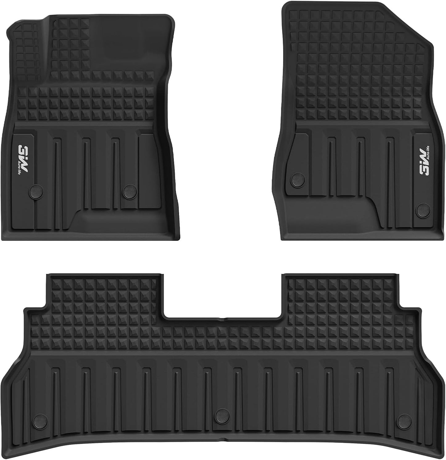 3W Floor Mats & Cargo Liner Fit for 2021 2022 2023 2024 2025 2026 Chevy Tahoe/GMC Yukon/Cadillac Escalade 7 Seat, TPE All Weather Custom Fit Car Accessories Heavy Duty Rubber Full Set Trunk Mats - Colors A