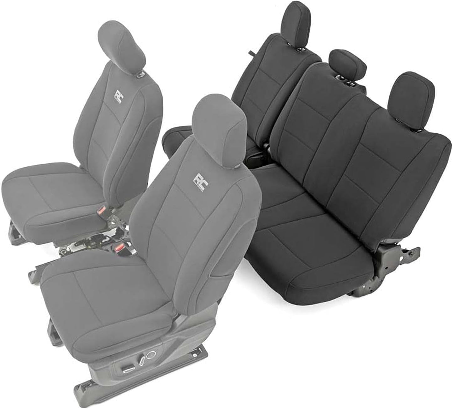 Rough Country Neoprene Front & Rear Seat Covers for Ford F-150, Lightning, F-250 & F-350 (2015-2026) Crew Cab w/Front Bench Seat & Rear 60/40 Split
