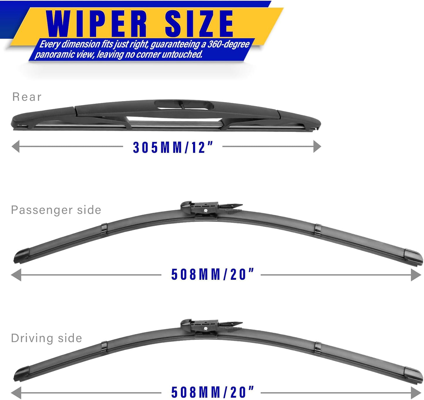 3 wipers Replacement for 2019-2023 2024 2025 2026 Subaru Forester, Windshield Wiper Blades Original Equipment Replacement - 26"/17"/14" (Set of 3) - Colors A