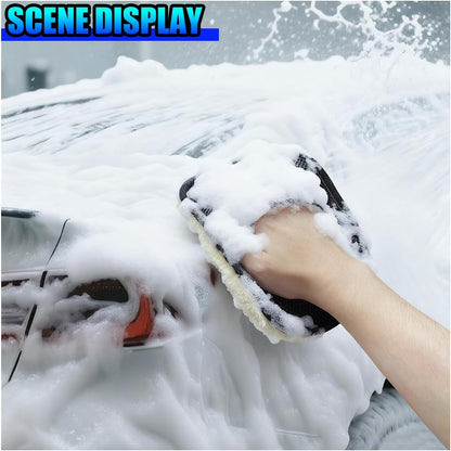 2PCS Car Wash Mitt, Soft Plush Non-Scratch Auto Dust Cleaning Pad, High-Density Car Washing Gloves, Universal Vehicle Exterior & Interior Detailing Supplies for Cars, Trucks, SUVs(Gray)