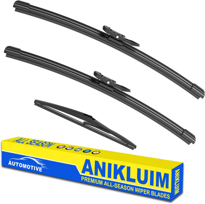 ANIKLUIM® 28"+28" Wiper Blades with 16" Rear Wiper Blade Set Replacement for 1996-2007 Caravan Town & Country Windshield Wipers Original Factory Quality (Pack of 3) - Colors B