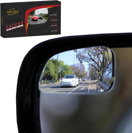 Superfan Blind Spot Mirrors for Cars by Safe View Company – Real Convex Glass for Clear Wide Angle Vision – Safer Lane Changes, Easy Stick-On, Weatherproof & Long Lasting Durability