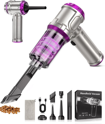 Portable Car Vacuum Cleaner 15000pa - 4 in 1 Vacuum Cleaner&Air Duster, Rechargeable Handheld Vacuum with Multi-Nozzles for Car, Home, Pet,an Ideal Gift for Both Men and Women(Pink)