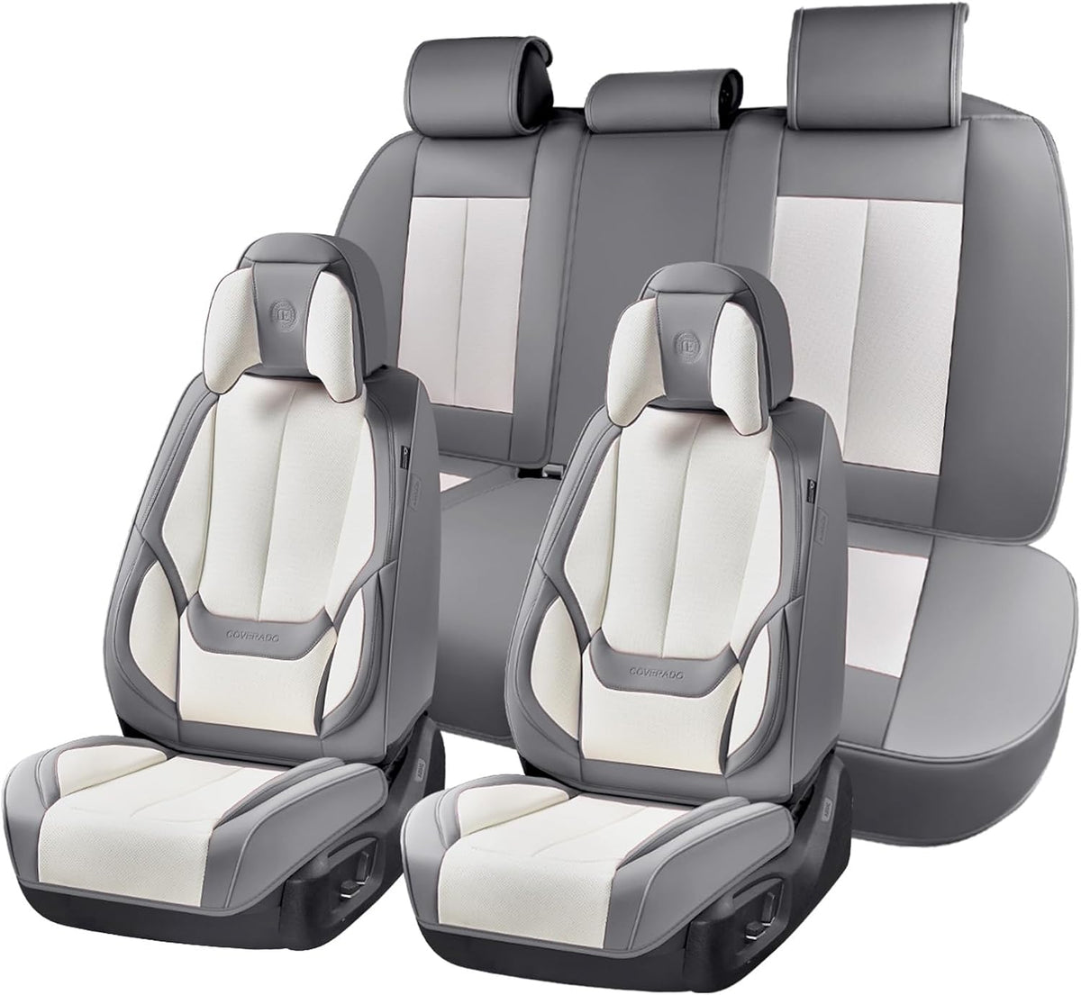 Coverado Seat Covers Full Set, Black Seat Covers for Cars 5 Seats, Car Seat Protector, Waterproof Nappa Leather Car Seat Cushion, Front and Rear Car Seat Cover Fit for Most Sedans SUV Pick-up Truck - Colors B