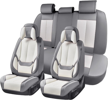Coverado Seat Covers Full Set, Black Seat Covers for Cars 5 Seats, Car Seat Protector, Waterproof Nappa Leather Car Seat Cushion, Front and Rear Car Seat Cover Fit for Most Sedans SUV Pick-up Truck - Colors B