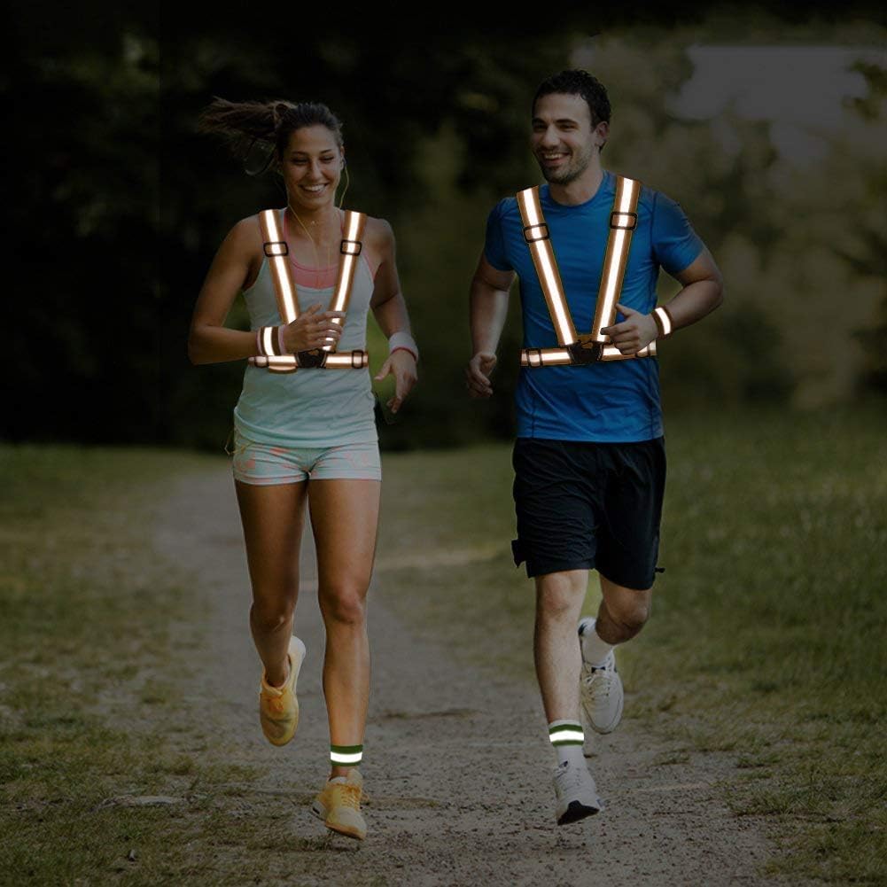 Reflective Vest Running Gear, 2Pack High Visible Safety VES for Cycling Jogging Running Walking, Adjustable for Men Women