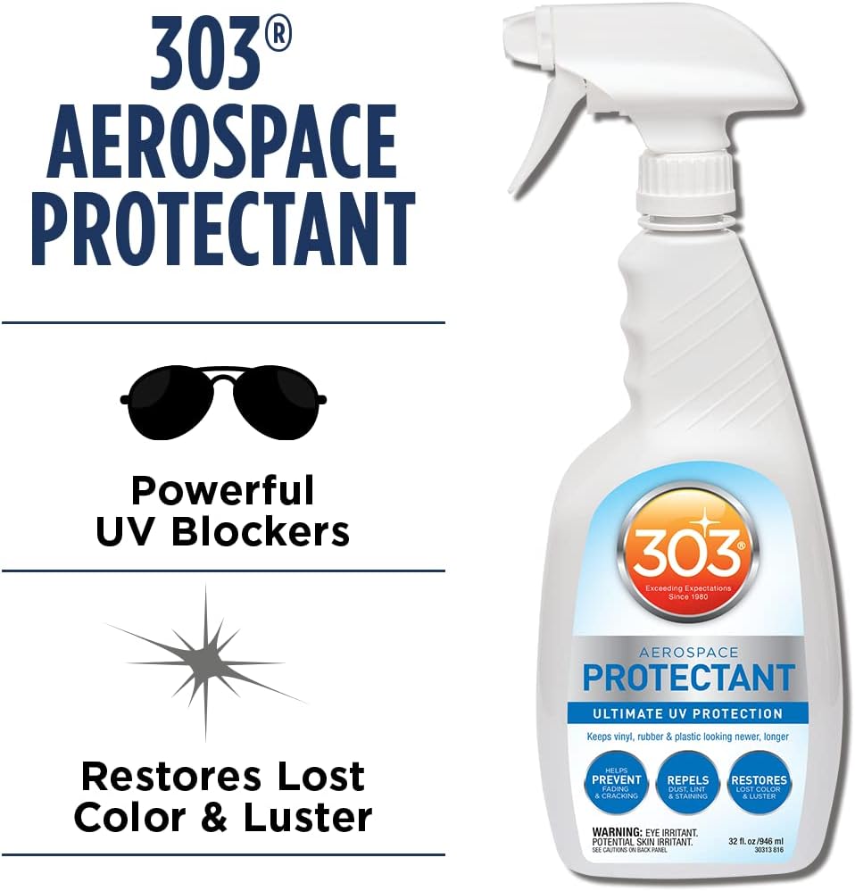303 Products Aerospace Protectant Spray, UV Protection for Outdoor Surfaces – Protects Vinyl, Plastic & Rubber, Repels Dust & Dirt, Matte Finish, 10 oz