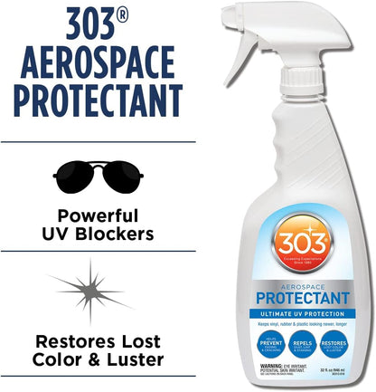 303 Products Aerospace Protectant Spray, UV Protection for Outdoor Surfaces – Protects Vinyl, Plastic & Rubber, Repels Dust & Dirt, Matte Finish, 10 oz