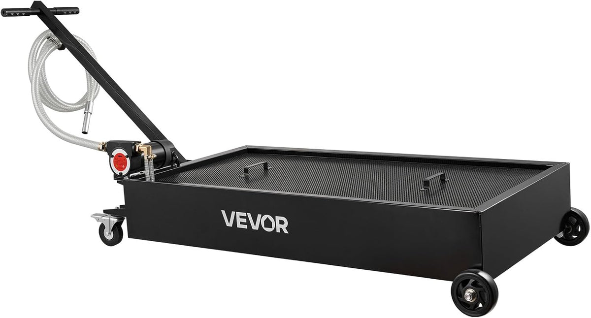 VEVOR Low Profile Oil Drain Pan, 15 Gallon Capacity, Rolling Oil Drain Pan with Electric Pump & 7.2 ft Hose, Leak-Proof & Corrosion-Resistant, Fit for Cars, SUVs, Trucks, Motorcycles, ATVs, Metal