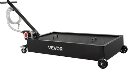 VEVOR Low Profile Oil Drain Pan, 15 Gallon Capacity, Rolling Oil Drain Pan with Electric Pump & 7.2 ft Hose, Leak-Proof & Corrosion-Resistant, Fit for Cars, SUVs, Trucks, Motorcycles, ATVs, Metal
