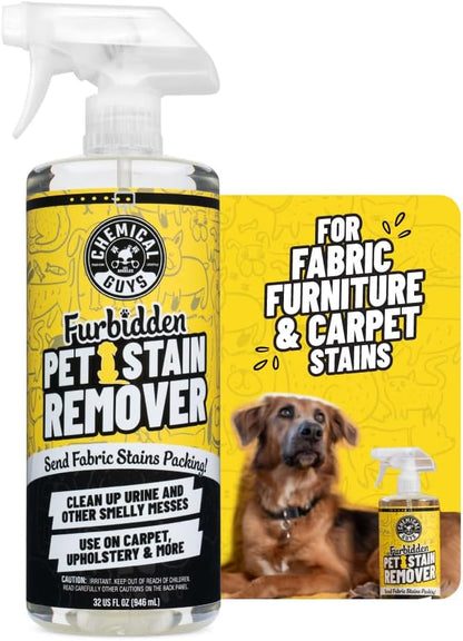 Chemical Guys Furbidden Pet Stain Remover for Car & Home, Carpet & Upholstery Cleaner, Eliminates Pet Odors & Stains from Urine & Vomit, Multi-Surface Pet Odor Neutralizer - 16 oz