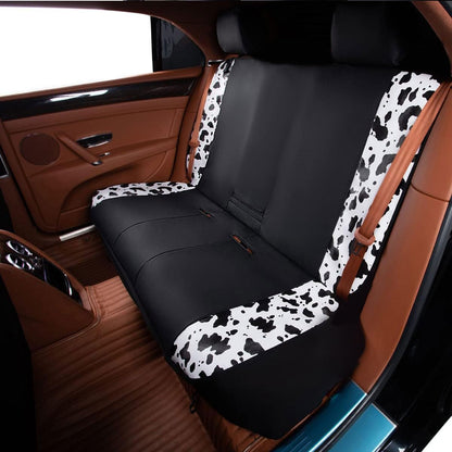 Flying Banner Carbon Fiber Leather Vehicle Seat Covers, Leopard Gray Black, Universal Fit - 8PCS