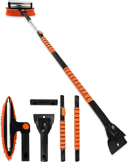 41" Extendable Ice Scrapers for Car Windshield 2-in-1 Snow Brush for Car Snow Scraper for Car Snow Scraper and Drush with Ergonomic Foam Grip for Cars, Trucks, SUVs with 360� Pivoting Brush Head