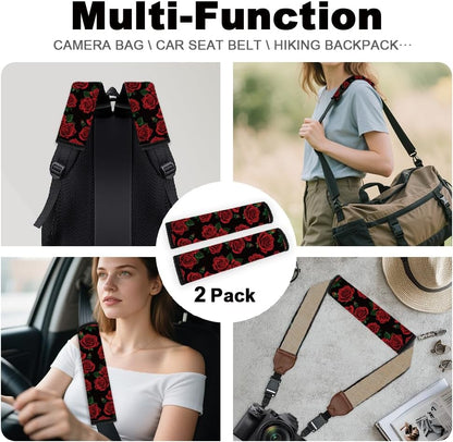2Pcs Soft Auto Seat Belt Cover Pad Cute Cat Print Colorful Car Seatbelt Shoulder Cushion for Comfortable Driving, Compatible with All Cars' Seatbelt and Backpack Straps