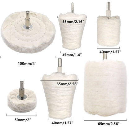 6 pcs Buffing Wheel for Drill,Buffing Pad Polishing Wheel Kits,Wheel Shaped Polishing Tool for Metal Aluminum,Stainless Steel,Chrome,Jewelry,Wood,Plastic,Ceramic,Glass,etc