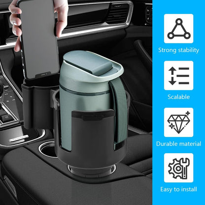 1 Pack Car Cup Holder Expander 2 in 1 Adapter with Expandable Base, Car-Seat Headrest Hook 4 Pack Hanger Storage Organizer fit Universal Vehicle Car Mugs in 2.2"-4.6" (10-46oz)