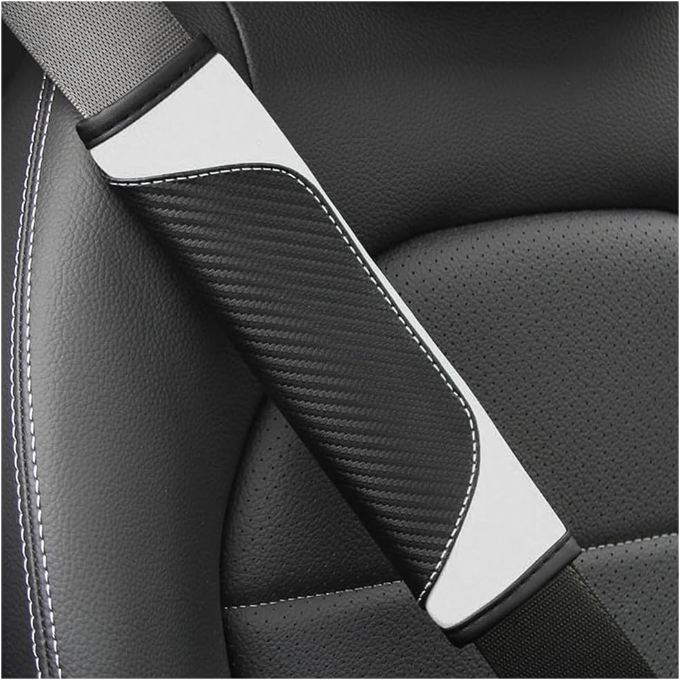 Osilly 2PCS Car Seat Belt Cover, Carbon Fiber Seatbelt Shoulder Protection, Soft Car Seat Belt Strap Cushion Protect Your Neck and Shoulder, Car Accessories Seat Belt Pad for Car Truck (Red)