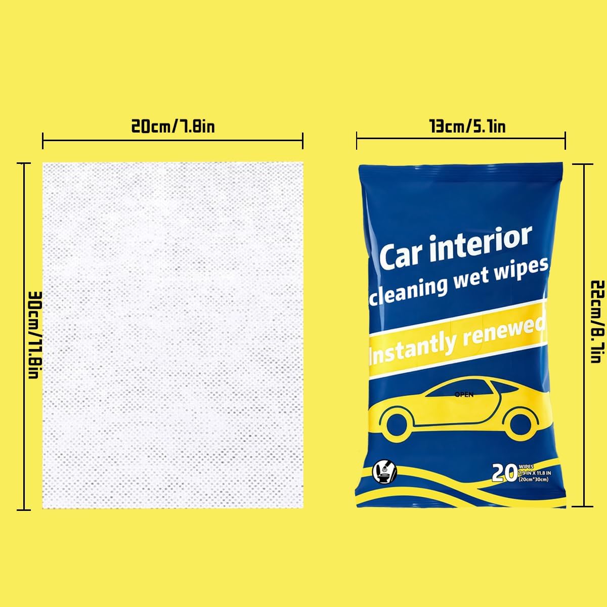 Car Protectant Wipes-Multi-Surface Cleaning Cloths, Interior Car Wipes with UV Protection Against Cracking and Fading, 60 Wipes