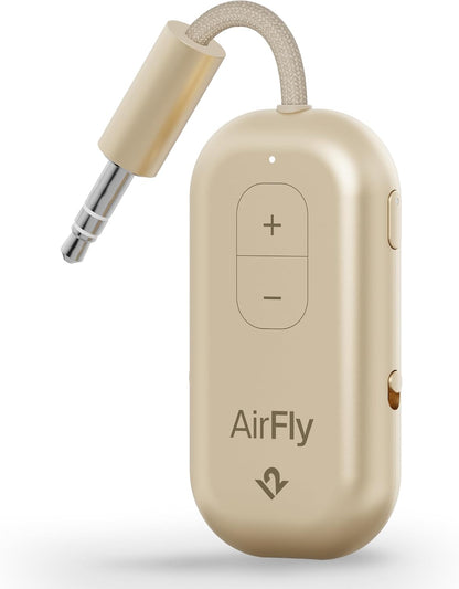 AirFly Pro 2 Deluxe – Bluetooth Adapter for Airplane, Pair 2 AirPods or Wireless Headphones – 3.5mm AUX Bluetooth Transmitter/Receiver for Cars, Boats, Treadmills, TVs – Airplane Travel Essentials