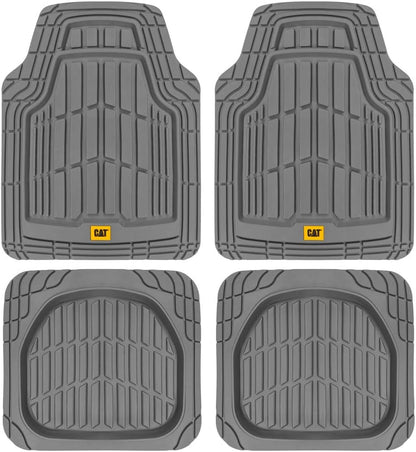 Cat® ToughRide™ Heavy-Duty 3 Piece Rubber All Season Floor Mats for Car Truck Van SUV, Black - Premium Trim to Fit Cars Floor Mat, All Weather Deep Dish Automotive Floor Mats, Total Dirt Protection