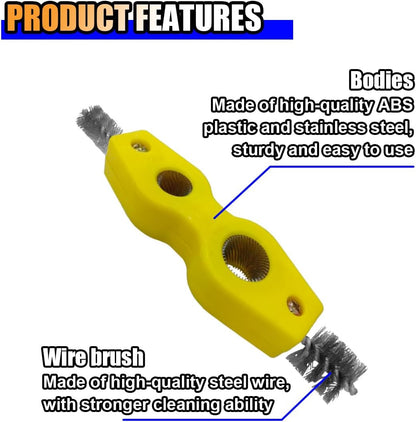 4 in 1 Car Battery Terminal Cleaner, Car Battery Post Cleaner, Anti-Rust Car Battery Terminals Machine Parts Cleaning Brush, Universal Car Cleaning Tool Accessories (Yellow, 1PC)