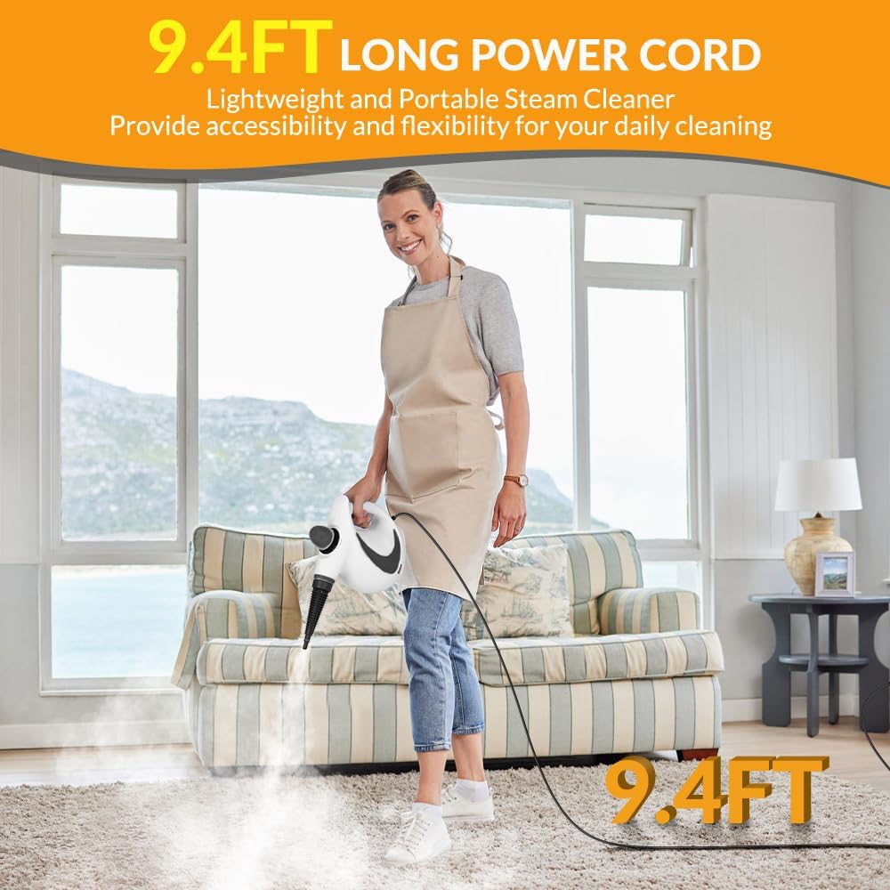 Handheld Pressurized Steam Cleaner with 12 pcs Accessories, Steamer for Cleaning, Steam Cleaner for Home Use, Steamer for Cleaning Car, Furniture, Floor, Upholstery, Grout and Tile, Deep Gray