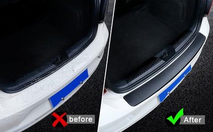 Soft & Bendable Rear Bumper Guard Protector 37.4" x 2.56" - Carbon Fiber Leather Anti-Scratch Strip for SUV/Trunk | Flexible But NOT Stretchable | Trim to Fit