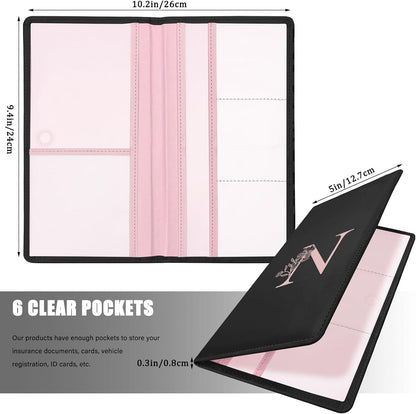 Letter Car Registration and Insurance Holder, with Magnetic Closure for License, Cards and Documents,Vehicle Glove Box Car Organizer, Interior Car Accessories for Women Men (M)