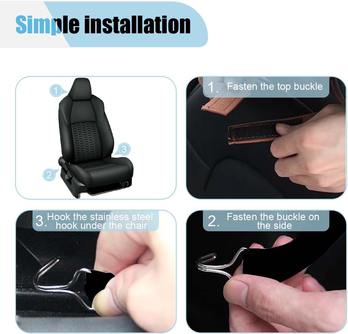 LAINLOY Felt Car Seat Back Organizer, Kick Mats Car Back Seat Protector for Kids, 6-Pocket Storage for Tissue, Box, Pen, Toy, Automobile Road Trip Accessories for SUV, RV, Truck (Black)