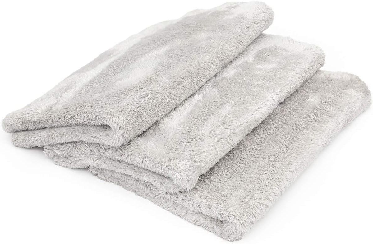 The Rag Company - Eagle Edgeless 500 (4-Pack) Professional Korean 70/30 Blend Super Plush Microfiber Detailing Towels, 500GSM, 16in x 16in, Blue
