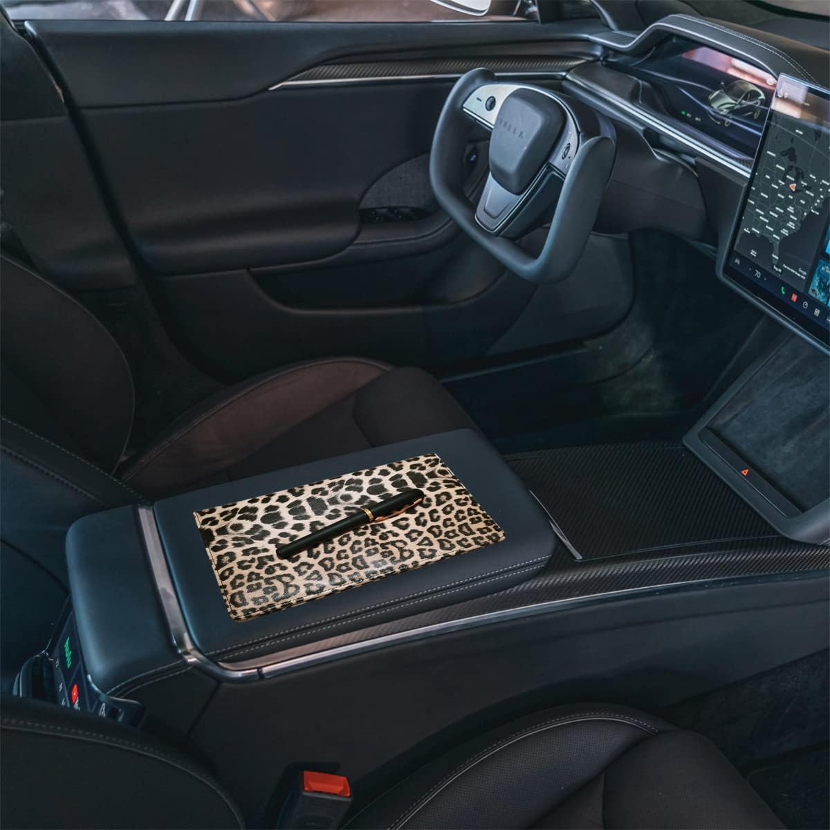 Premium Car Registration and Insurance Holder,Registration Insurance Card Holder of Leopard Print PU Leather Looks Stylish and Special,Glove Box Organizer Makes Your Documents In Order.