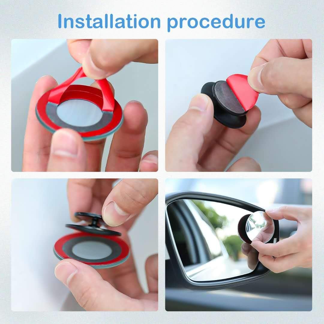 CUNCUI 2pcs Fan Shaped Blind Spot Mirror, 360 Degree Adjustabe HD Glass Blind Spot Mirrors, Frameless Convex Rear View Mirror, for any Car, Van, Suv and Trucks.