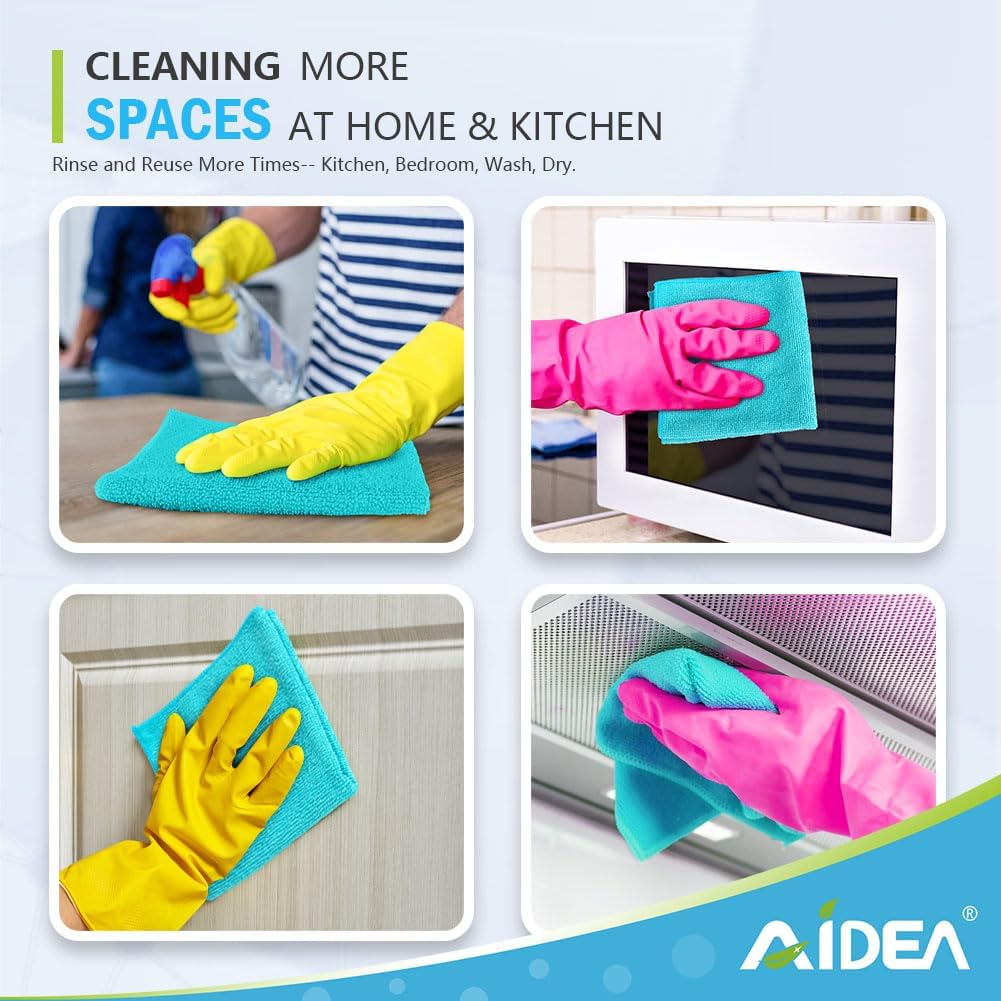 AIDEA Microfiber Cleaning Cloth-12PK, Soft Microfiber Towels for Cars, Absorbent Cleaning Rags, Lint-Free Streak-Free Wash Cloths for House, Kitchen, Window(12in.x12in), Black