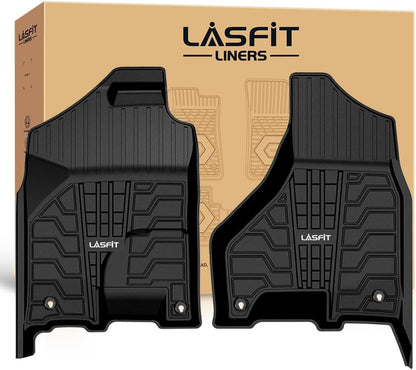 LASFIT Floor Mats for 2019-2025 2026 Ram 2500/3500 Crew Cab Bucket Seat for Carpet & Vinyl Floor (NOT fit Model with PTO Kit), All Weather TPE Custom Fit Car Mats Floor Liners 1st & 2nd Row, Black