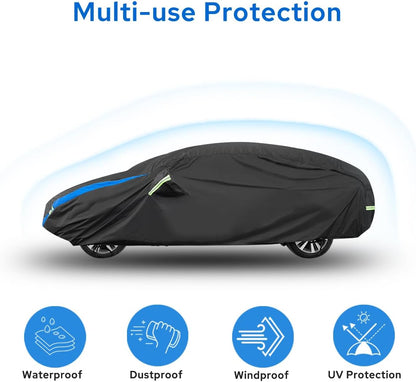 Avecrew Car Cover Waterproof All Weather for Automobiles, Outdoor Heavy Duty Full Exterior Covers for Sedan(194"-208")