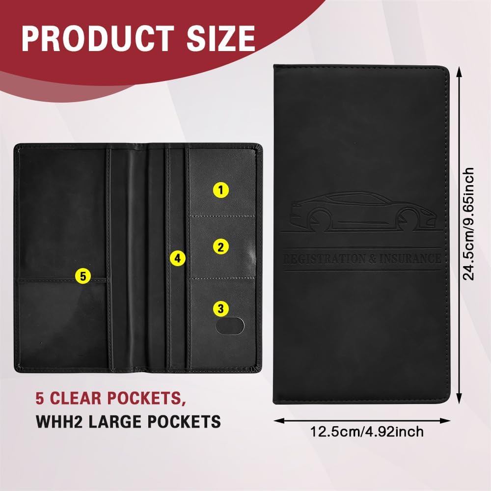 Car Registration and Insurance Holder, Registration and Insurance Card Holder, Auto Glove Box Organizer with Magnetic Shut, PU Leather Automobile Documents Wallet for Cards (Dark Green)