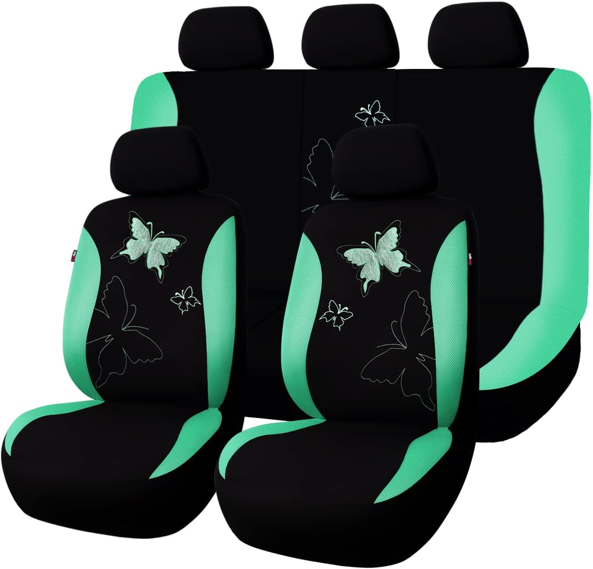 Flying Banner Butterfly car seat Covers ful Set Fashion Universal Lady Woman Female Rear Bench Split Colorized (Pink, 2 Fronts - Lace)
