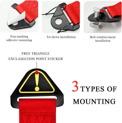 KVAEY Car JDM Tow Strap, Red Personalized Auto Racing Tow Strap with Chinese Slogan, Vehicle Decorative Traction Rope Fits Front and Rear Bumper, Universal Car Accessories (Style 1)