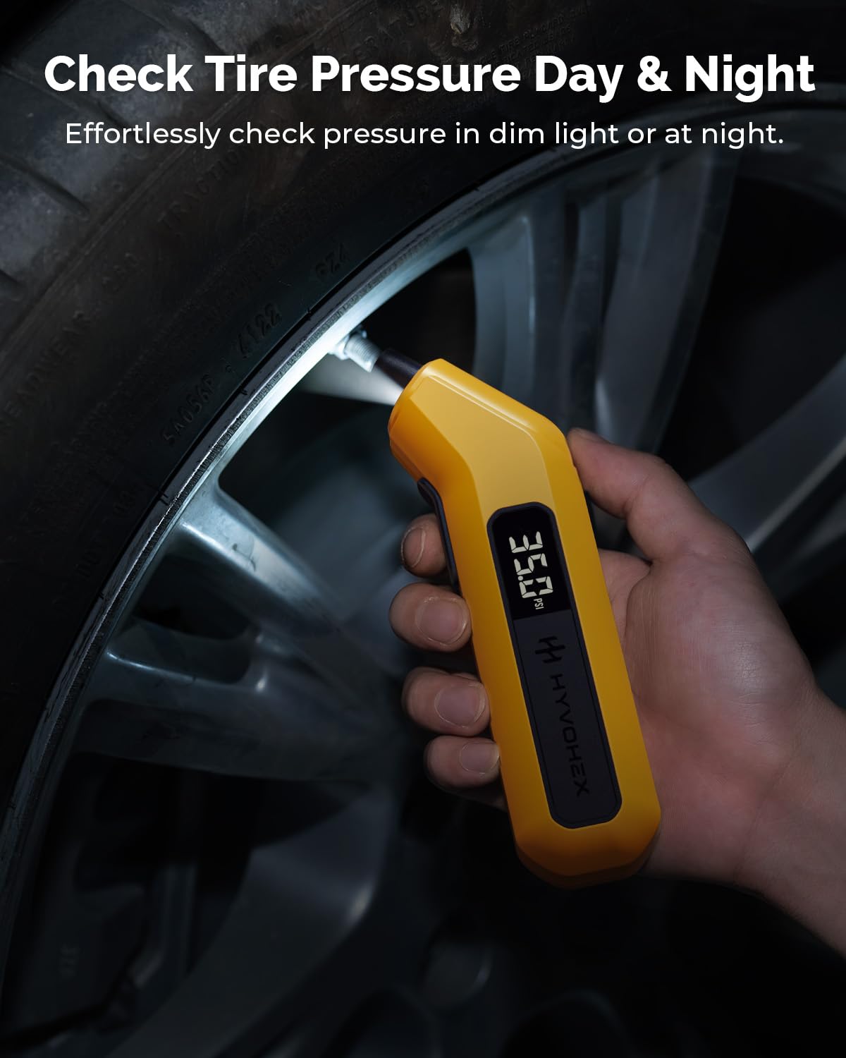 Tire Pressure Gauge Digital 200 PSI, HYVOHEX Tire Gauges for Tire Pressure with AAA Batteries, Visual LED Display Tire Gauge with Backlight, Digital Tire Gauge for Car Truck Motorcycle Bicycle