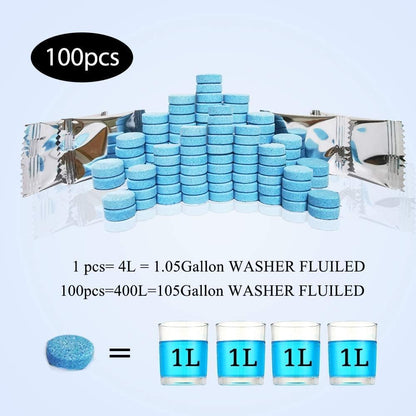 DOKIKO 50 Pcs Car Windshield Washer Fluid concentrate Tablets,Windshield Wiper Fluid,1 Pack Makes 52.5 Gallons,1 Piece Makes 1.05 Gallons(Winter: Use With De-icer or Methanol)